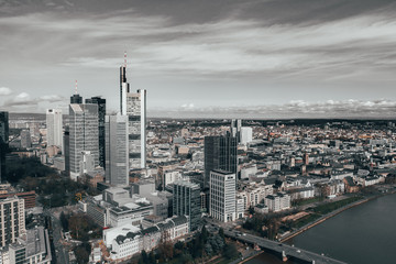 Fototapeta na wymiar Frankfurt am Main Germany aerial view with drone. 02.03.2020 Frankfurt am Main Germany.