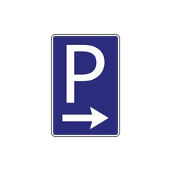 Blue Parking sign on white background. Traffic icon