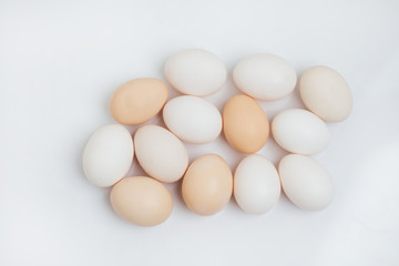Group of Eggs isolated on white background. Lot of Organic Egg ready of cut-out. Eggs, the nutrition food from organic farm.