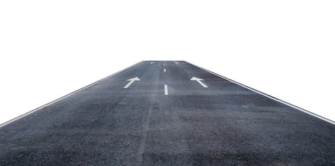 Asphalt road with arrows symbol of straight route