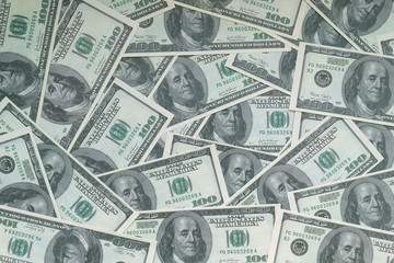 The texture of banknotes of American dollars. Financial cash.