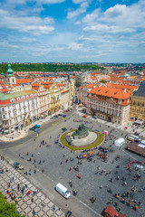 Fototapeta na wymiar The Jan Hus Memorial in Prague, Czech Republic.