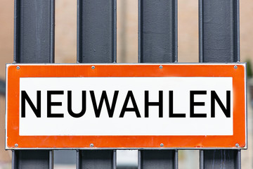 Neu Wahl Hinweis Schild