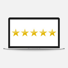 Top rating, five stars on web page. Linear design symbol with thin line and monochrome outline minimal style. Editable stroke.
