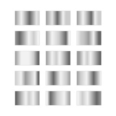 Set of silver gradients.Metallic squares collection.Vector illustration.