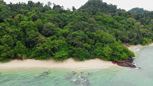 Aerial panoramic shot of beautiful tropical island on Andaman Sea in Thailand - Koh Kradan