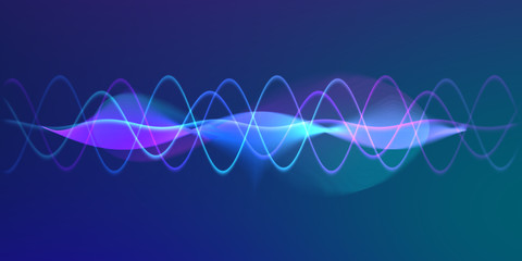 Speaking sound wave lines illustration.Colorful gradient motion abstract background.