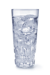 Crystal glass of water with ice  isolated on a white