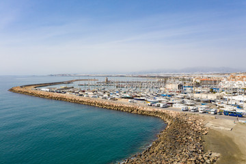 Obraz premium aerial view of the harbour of Almerimar Spain on a sunny day