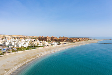 Fototapeta na wymiar Aerial view of Almerimar Beach Spain on a sunny day