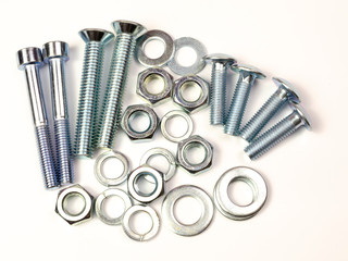 several automotive fasteners parts on a white background