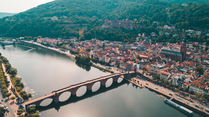 Naklejka premium Aerial View of Heidelberg Germany with Neckar River