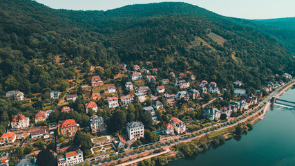 Fototapeta na wymiar Aerial View of Heidelberg Germany with Neckar River