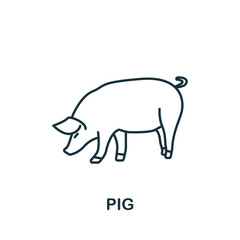Pig icon from home animals collection. Simple line element Pig symbol for templates, web design and infographics