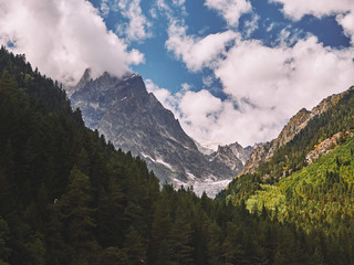 Chalaadi glacier on in Caucasus mountains in Svaneti region of Georgia