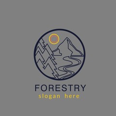 Abstract Line Forestry Logo