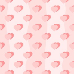 Romantic seamless pattern with pink hearts. Print for wallpaper or wrapping paper. Vector drawing.