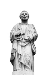 Fototapeta na wymiar Antique statue of St. Peter with keys to the Kingdom of Heaven