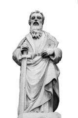 Fototapeta na wymiar Antique statue of St. Paul with sword as symbol of human spiritual struggle