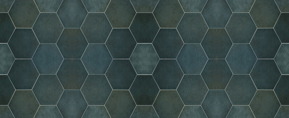 Green modern tile mirror made of hexagonl tiles texture background banner panorama	