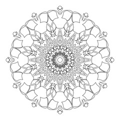 Coloring book page. Vintage decorative elements. Monochrome oriental pattern, Jpeg illustration