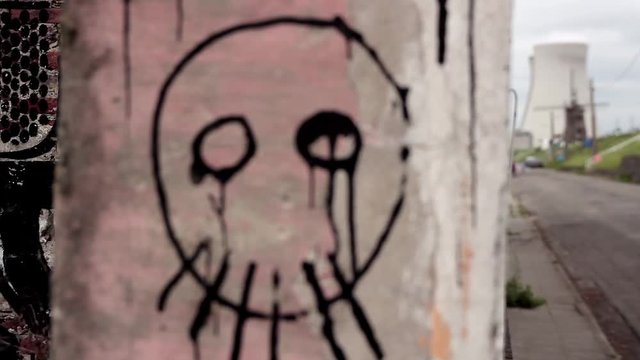 nuclear plant near ghost town Doel Belgium, reveal from graffiti