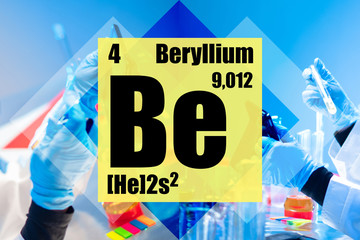 Beryllium. The element with the atomic number 4. Highly toxic metal. Expensive metal. Very hard, but brittle metal. Alloying alloys with beryllium. Increasing the hardness and strength of alloys.