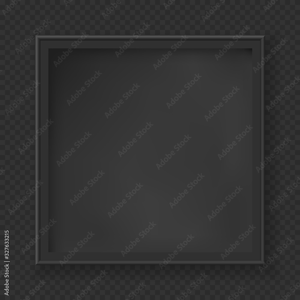Poster black frame for text or picture with soft shadow hung on squared background