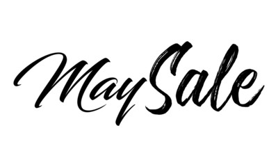 May Sale Postcard. Ink illustration. Modern brush calligraphy. Isolated on white background.