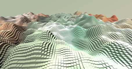 Abstract grid shape landscape background. 3D rendering