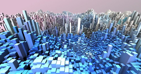 Obraz premium Abstract grid shape landscape background. 3D rendering