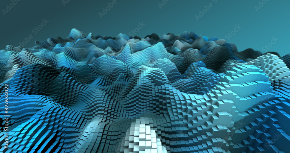 Wall mural abstract grid shape landscape background. 3d rendering