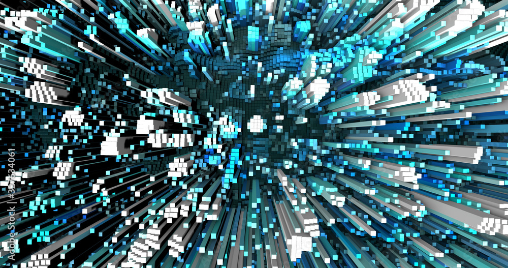 Wall mural abstract grid shape landscape background. 3d rendering