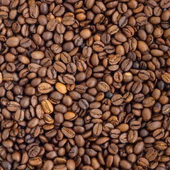 Roasted black coffee beans, background