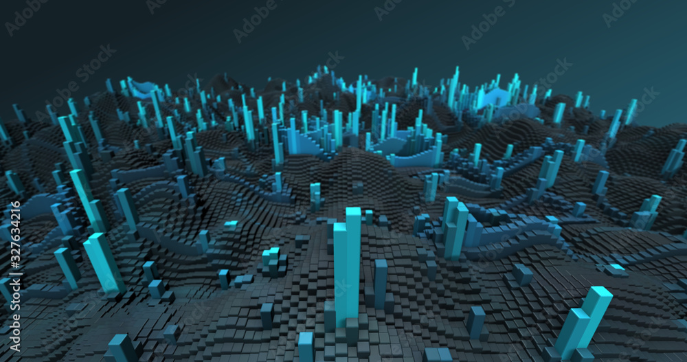 Wall mural abstract grid shape landscape background. 3d rendering