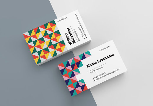 Business Card Layout with Abstract Pattern