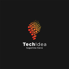 Fototapeta premium Modern Tech Bulb logo designs concept, Pixel Technology Bulb Idea logo template, Idea logo design inspiration