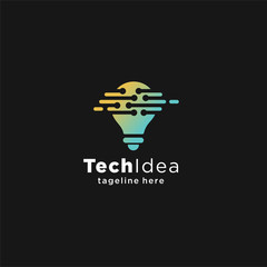 Modern Tech Bulb logo designs concept, Pixel Technology Bulb Idea logo template,  Idea logo design inspiration