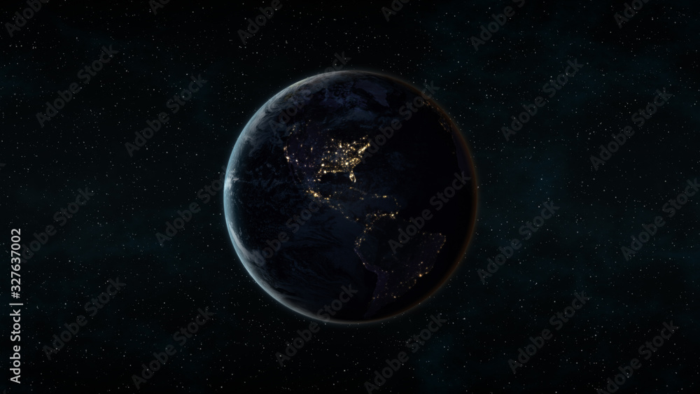 Canvas Prints planet earth at night (also known as black marble) centered on the north and south american continen