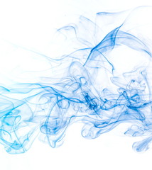 Blue smoke on white background