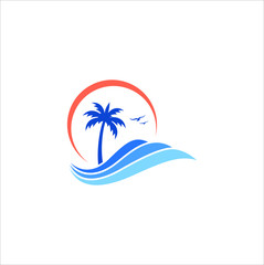 Fototapeta na wymiar Natural Beach Summer Logo Template Logo Vector Illustration