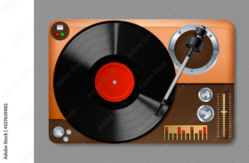 Wall mural Realistic Detailed 3d Vintage Vinyl Player. Vector