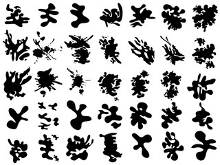 Ink splash collection.Set of black ink blots.