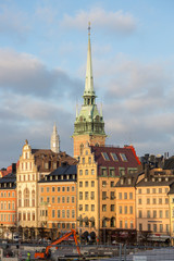 Fototapeta premium View of the tower of the Lutheran Church in the center of Stockholm