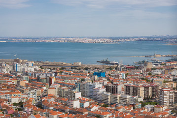 Obraz premium Aerial view of Almada municipality near Lisbon, Portugal