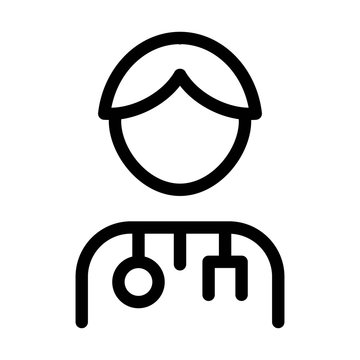 recommend clip art: Doctor icon in line style. Hospital staff symbol. Medic, medical personnel sign.