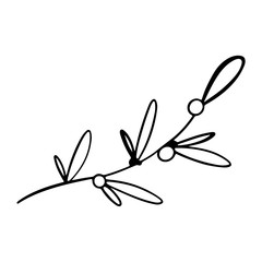 Sprig with berries and semicircular leaves for Easter holiday outline doodle cute digital art. Print for banners, cards, posters, advertising, wrapping paper, coloring books for children and adults.