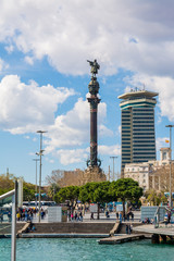 Christopher Columbus statue in Barcelona, Catalonia, Spain.