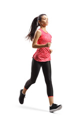 Beautiful young woman running