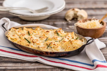 salami and muzzarella ravioli with alfredo gratin sauce